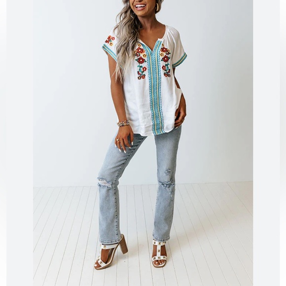 Free People Tops - Free people Embroidered women top blouse size M